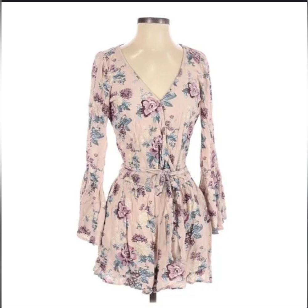 American Eagle Dress Womens S Pink Floral Long Sleeve Open Pullover Ladies.